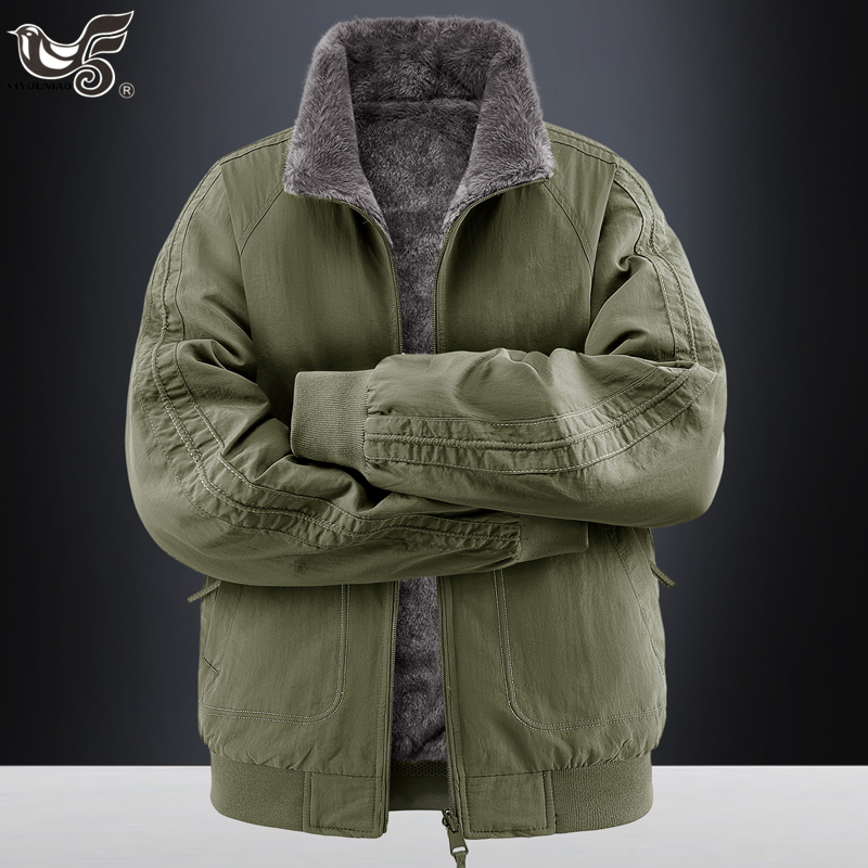 Varsity Jacket Wool - Men Parkas Thick Warm Reversible Coats
