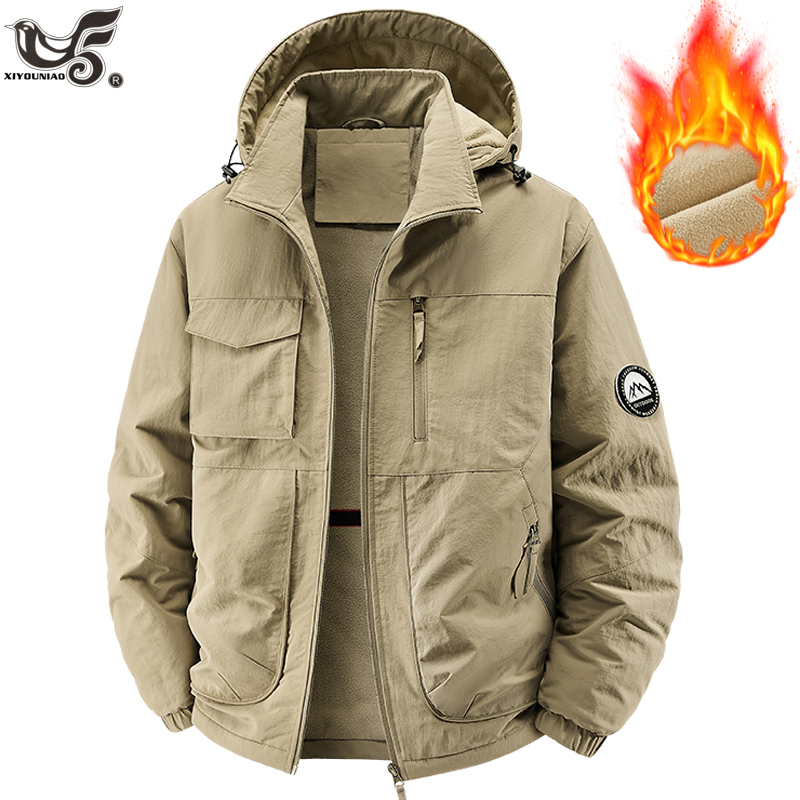 Varsity Jacket Wool - Men Parkas Thick Warm Hooded Coat