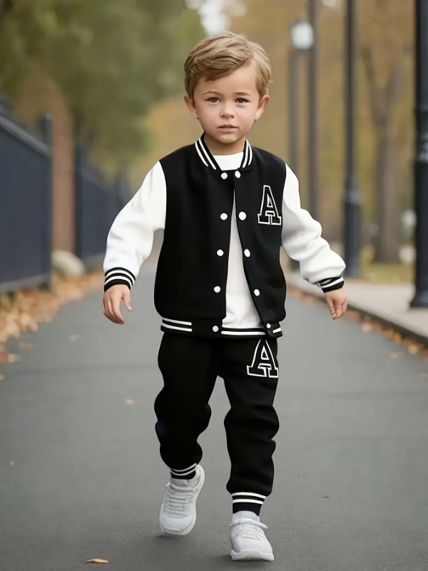 Varsity Jacket Wool - Boys' Black and White Letter 