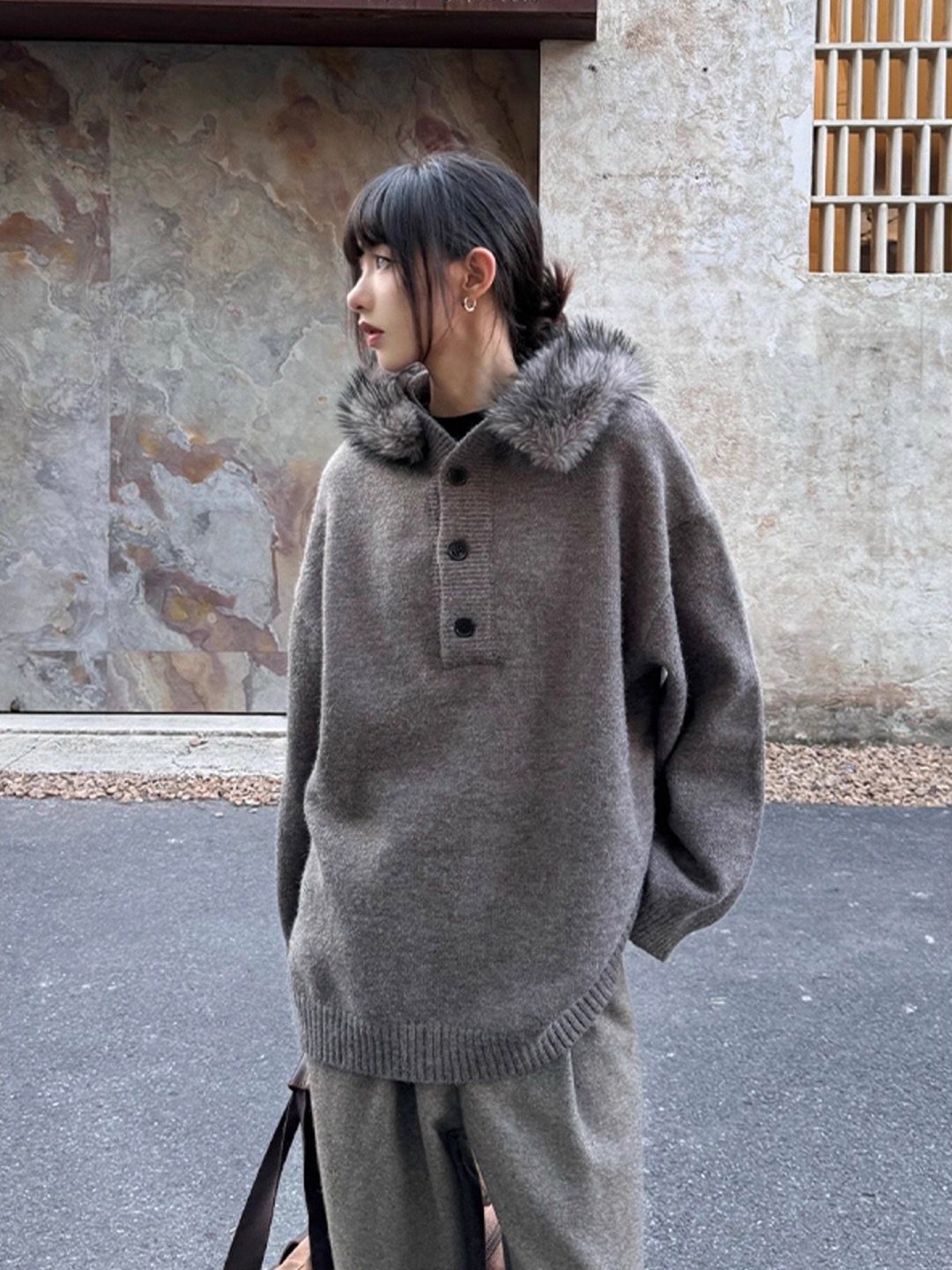 Varsity Jacket Wool - Fur Collar Brown Jackets Mens Spring