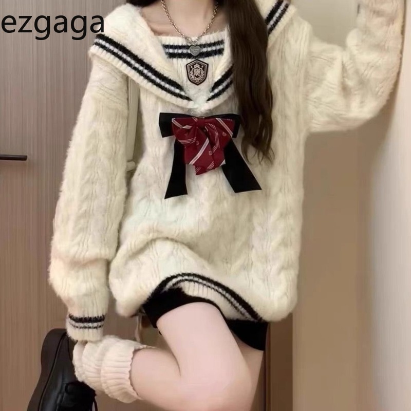 Ezgaga Knitted Sweater Women P - Vintage Fashion Style Female 评论和价格