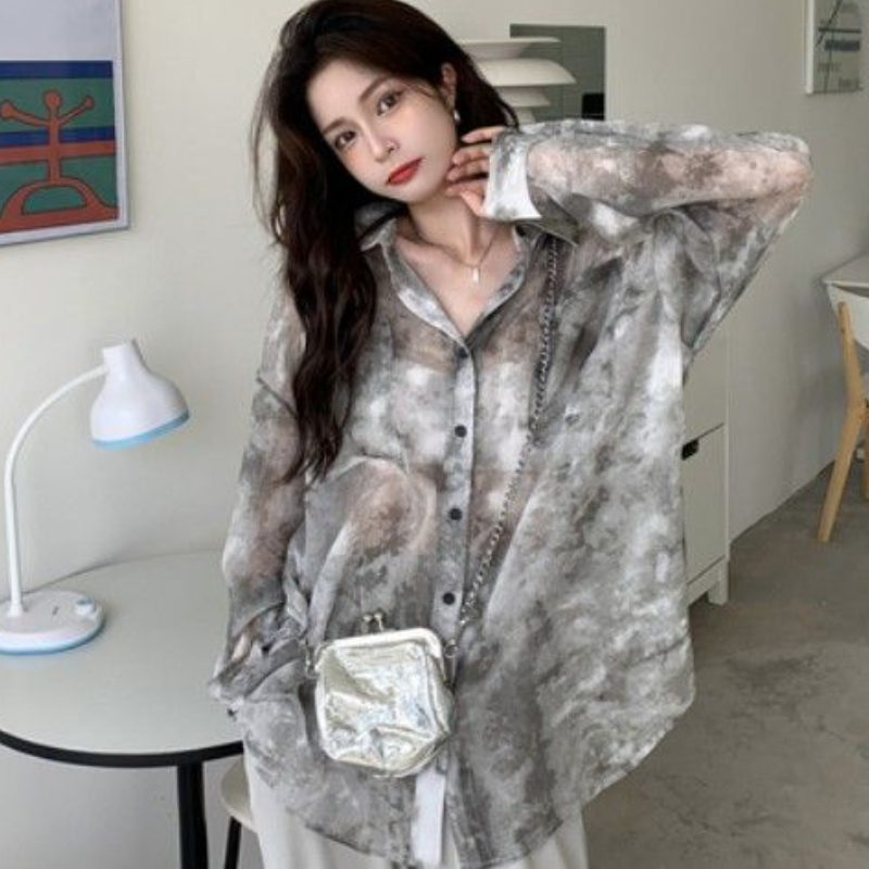 Tie Dye Shirts Women Loose Sun - Vintage Fashion Style Female 评论和价格