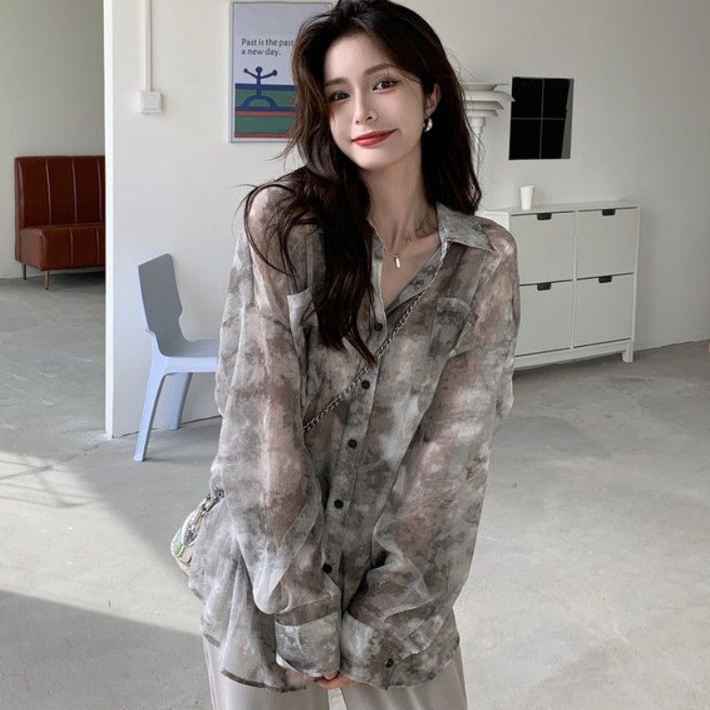 Tie Dye Shirts Women Loose Sun - Vintage Fashion Style Female 评论和价格