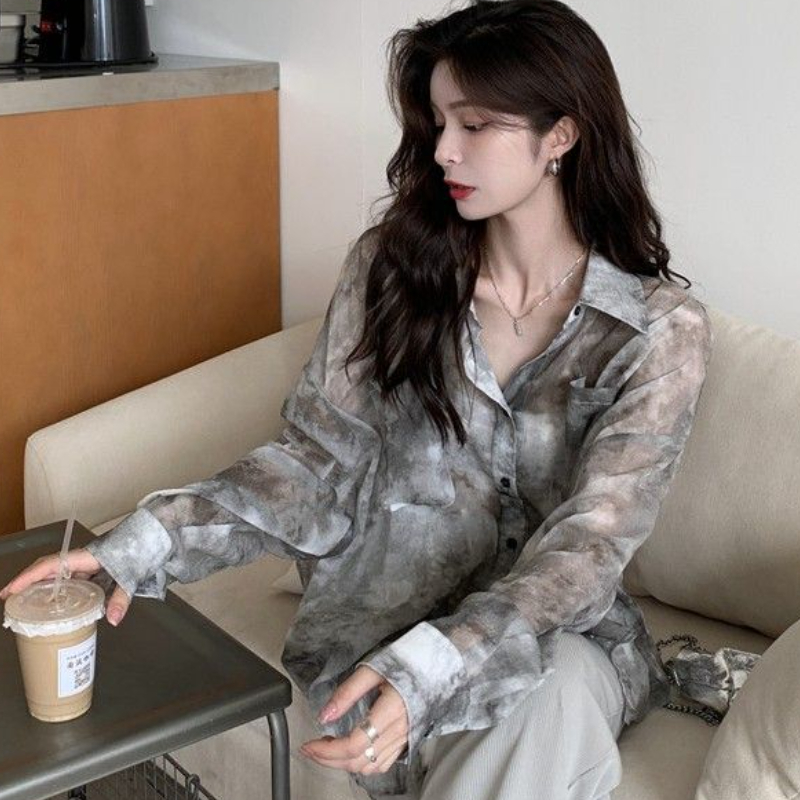 Tie Dye Shirts Women Loose Sun - Vintage Fashion Style Female 评论和价格