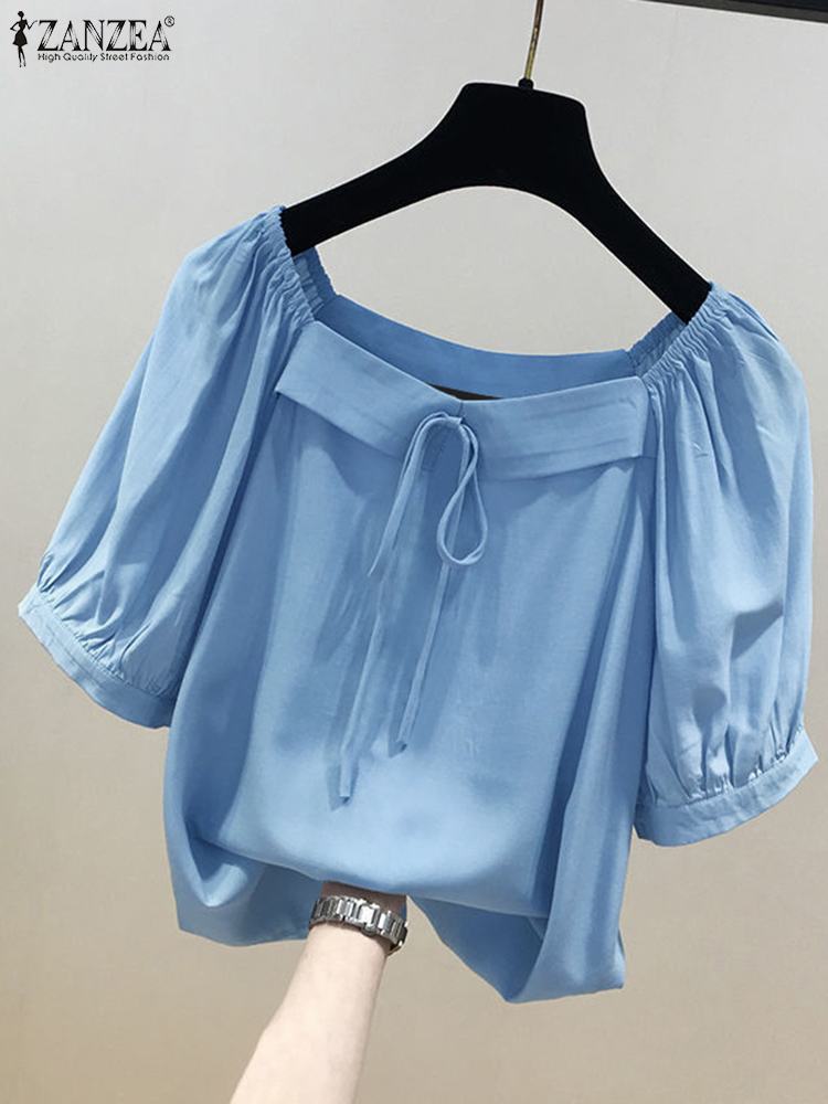 ZANZEA Korean Style Solid Blou - Vintage Fashion Style Female 评论和价格