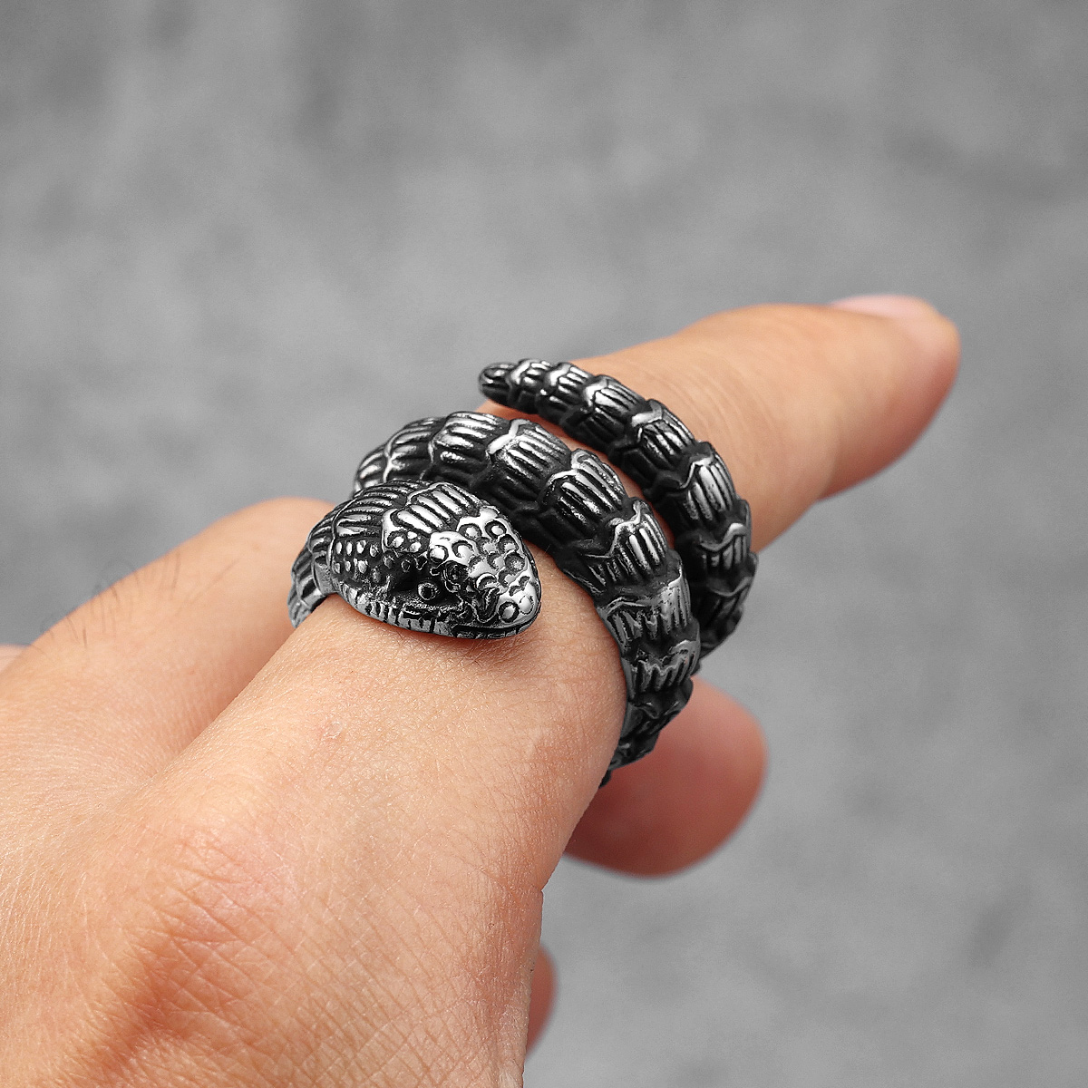 Rattlesnake Animal Men Rings S - Vintage Fashion Stuff 评论和价格
