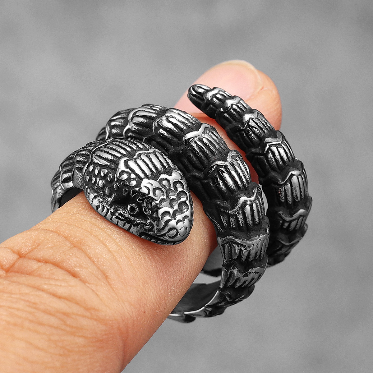 Rattlesnake Animal Men Rings S - Vintage Fashion Stuff 评论和价格