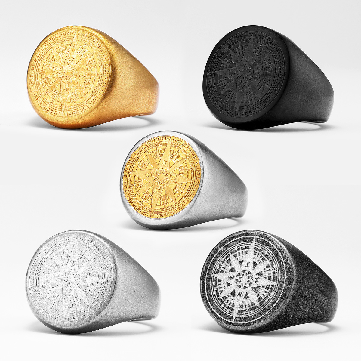 Simple Compass Men Rings Stain - Vintage Fashion Stuff 评论和价格