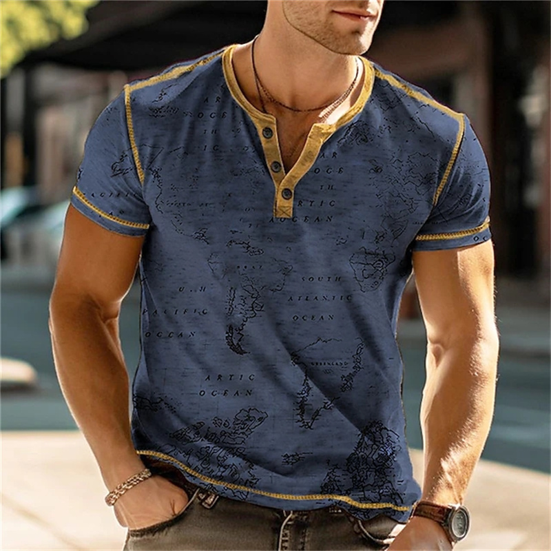 Men's Henry Shirts Funny 3D Pr - Vintage Fashion Prints 评论和价格