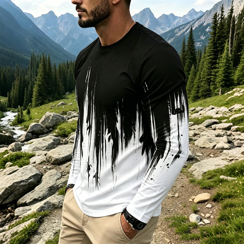 Men's Gradient Ink Splash Long - Vintage Fashion Prints 评论和价格