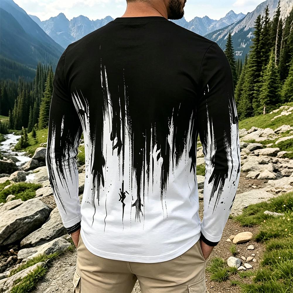 Men's Gradient Ink Splash Long - Vintage Fashion Prints 评论和价格