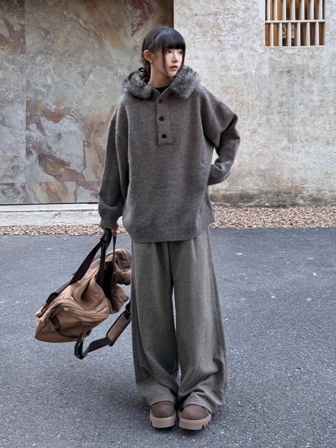 Fur Collar Brown Jackets Mens  - Varsity Jacket Wool 评论和价格
